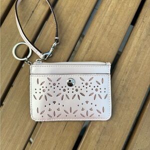 Coach Pink Wristlet with Cutout Design and Keychain